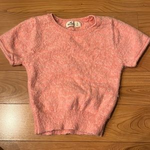 Hollister fuzzy pink short sleeve sweater